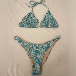 Blue/Green floral bikini set